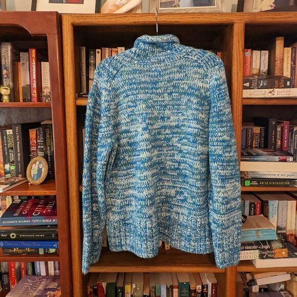 𝅺lou grey blue marina space dye knitted turtleneck sweater sz xs nwt - Picture 2 of 6